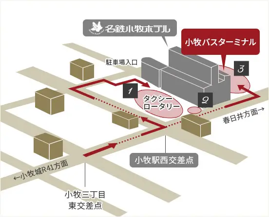 画像：団体バス乗降場所のマップ